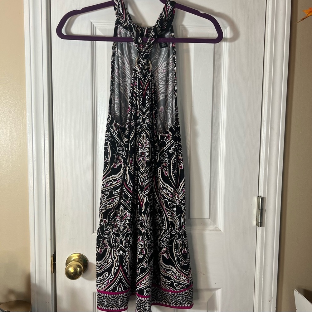 White House Black Market Black and White Halter Sundress